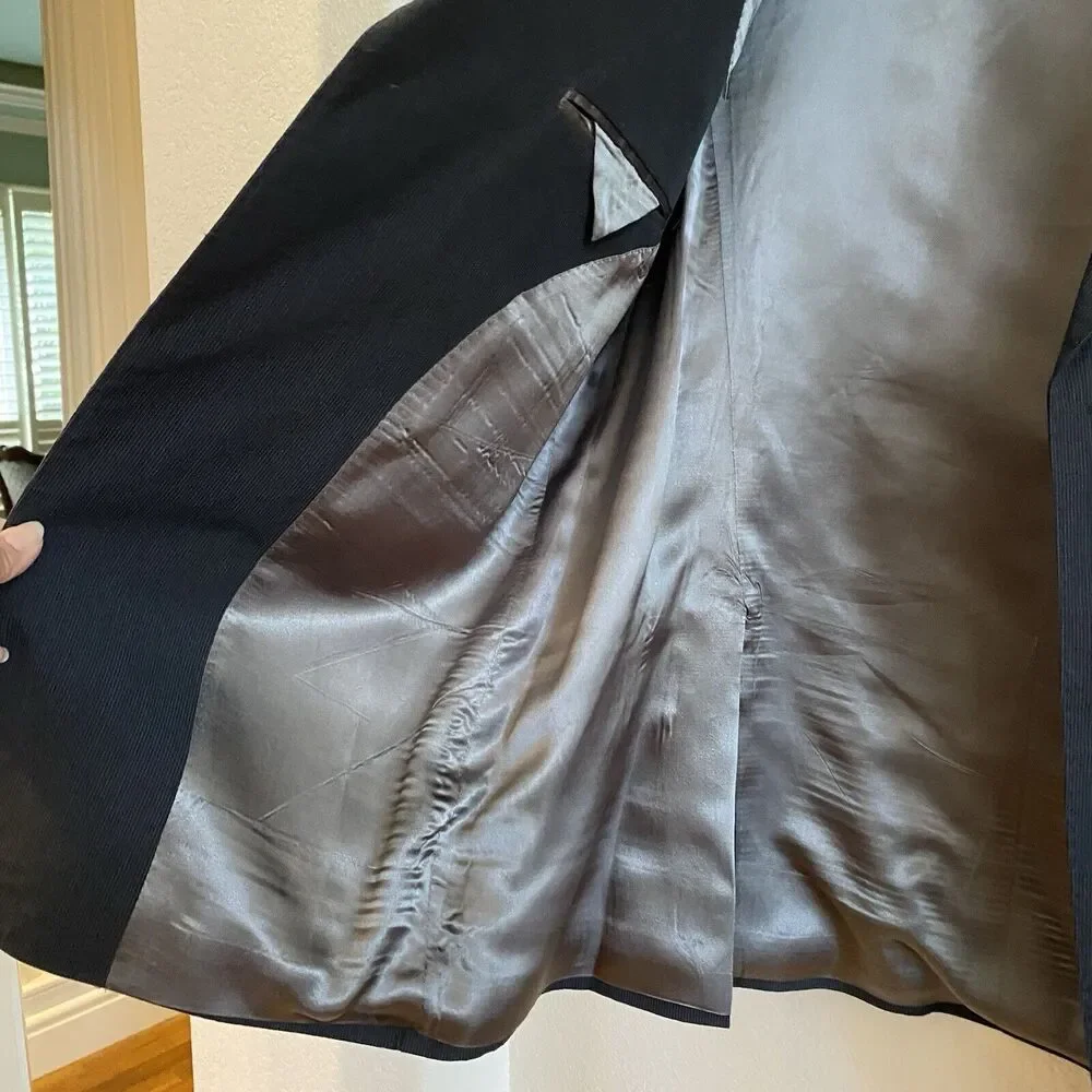 BANANA REPUBLIC Men's 44 Regular Black Sport Coat Notched Collar 100%‎ Cotton